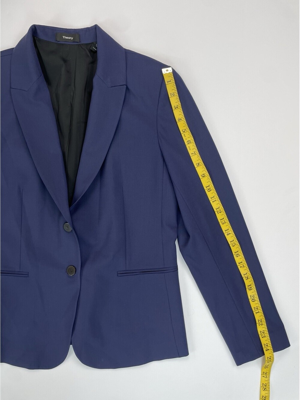 Theory Nichelle 2 Sea Blue Traceable Wool Stretch Blazer Suit Jacket Size 12 - Picture 7 of 9